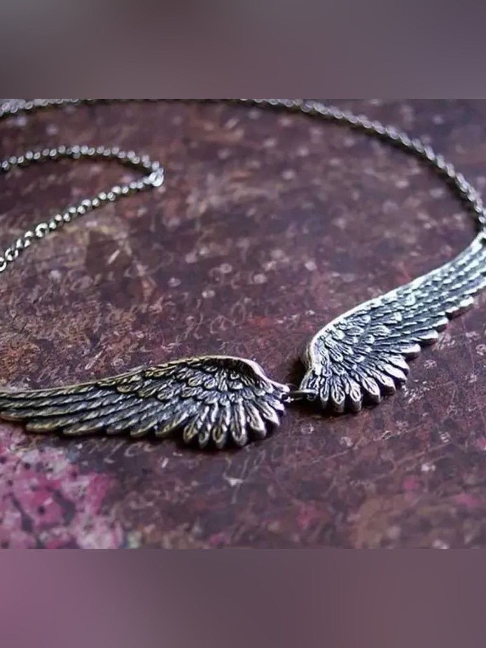 Silver Wing Pendant Necklace - Angel Wing Statement Jewelry